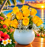 Island Romance Roses & Baby’s Breath Bouquet