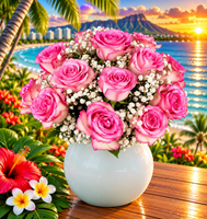 Island Romance Roses & Baby’s Breath Bouquet