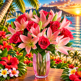 Blushing Paradise Pink Rose & Lily Bouquet – Luxury Fresh Flower Arrangement