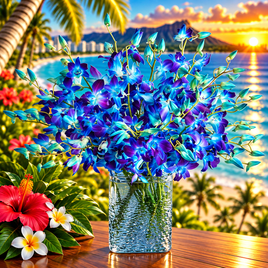 Hawaiian Blue Paradise Orchid Bouquet – Exotic Tropical Flower Arrangement