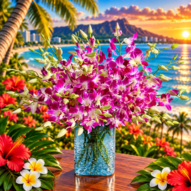 Hawaiian Purple Paradise Orchid Bouquet – Exotic Tropical Flowers