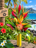 Hawaiian Golden Paradise Tropical Flower Arrangement
