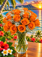 Island Romance Roses & Baby’s Breath Bouquet